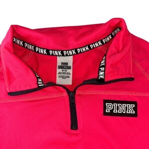 Victorias Secret PINK Ultimate Quarter Zip Pullover Neon Pink Black Medium